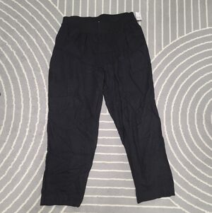 NWT Old Navy High Rise Straight Leg Linen Pants - Black Size Large